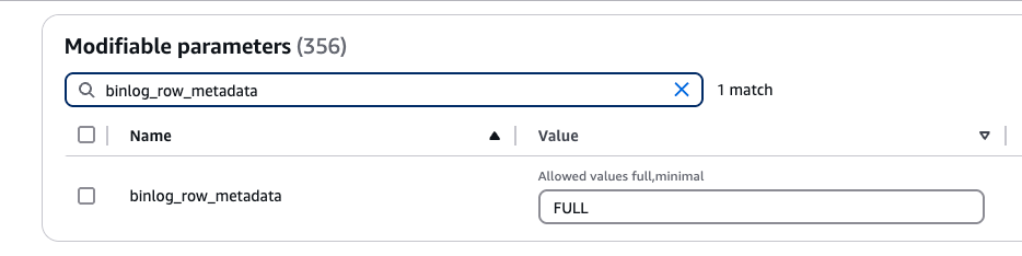 Binlog row metadata - Zoomed